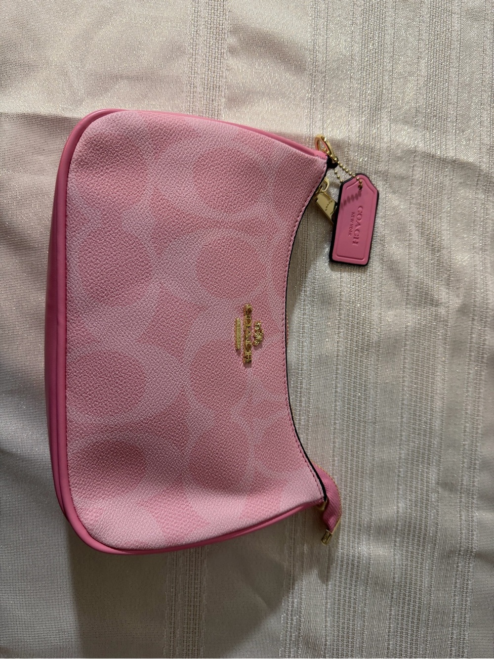 Coach Pink Signature Mini Shoulder Bag with Gold Hardware